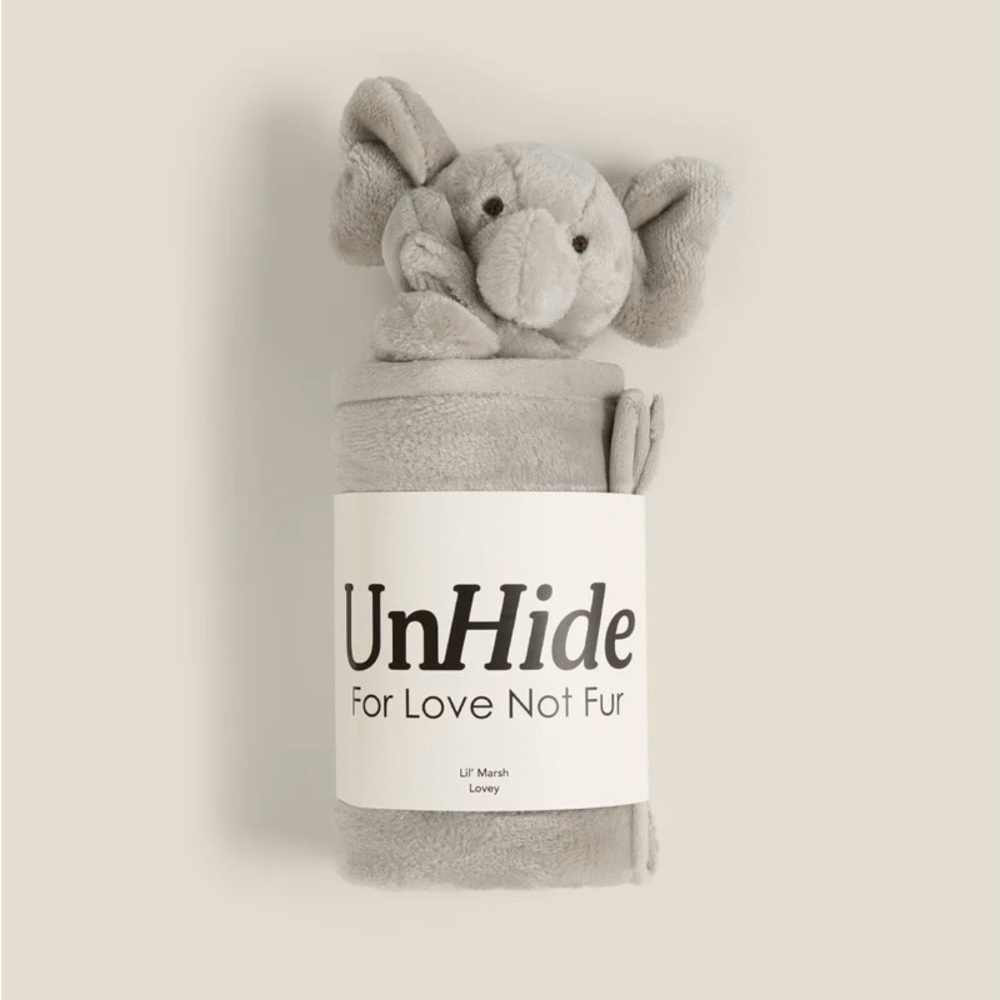 Unhide Lil’ Marsh Lovey Baby Blanket – Greige Elephant – NWT